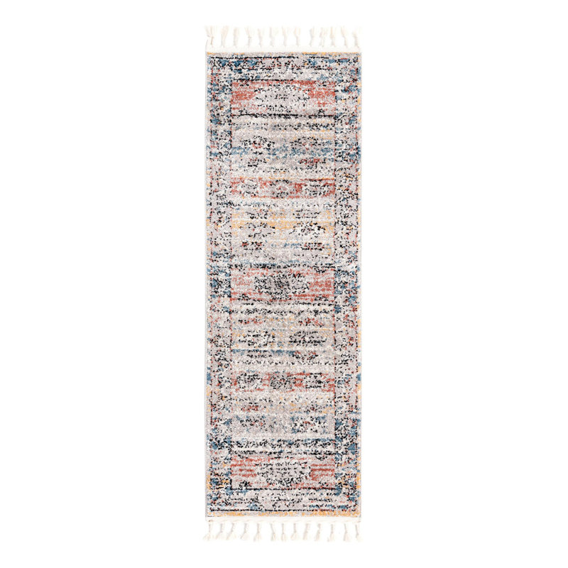 Tapis rouge / bleu / jaune Iroda, Tapis de couloir 2 pi x 6 pi