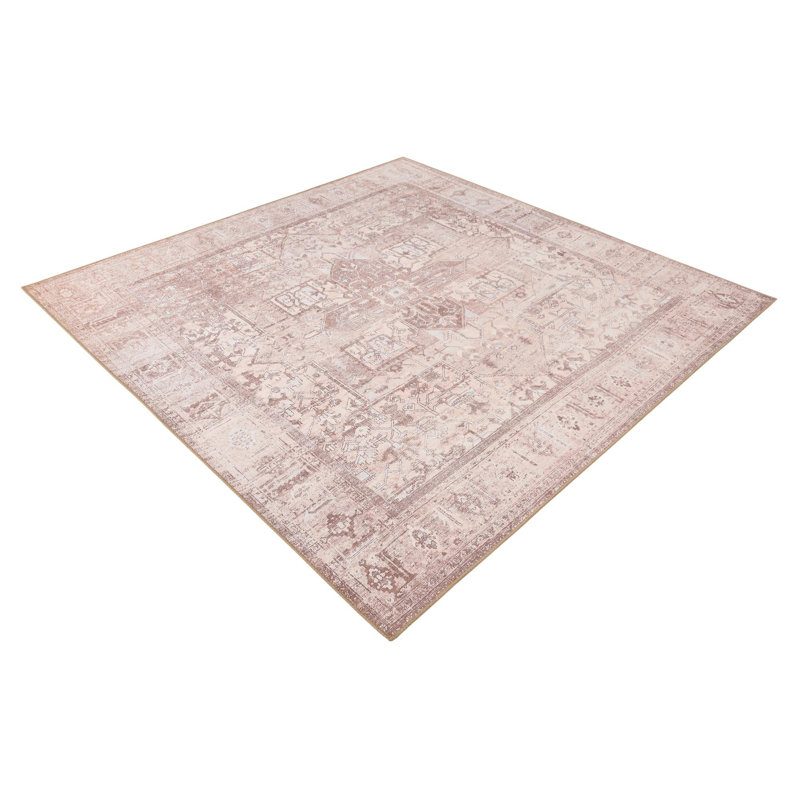 Amilio Performance Chenille Oriental Indoor Rug, Square 7'6"