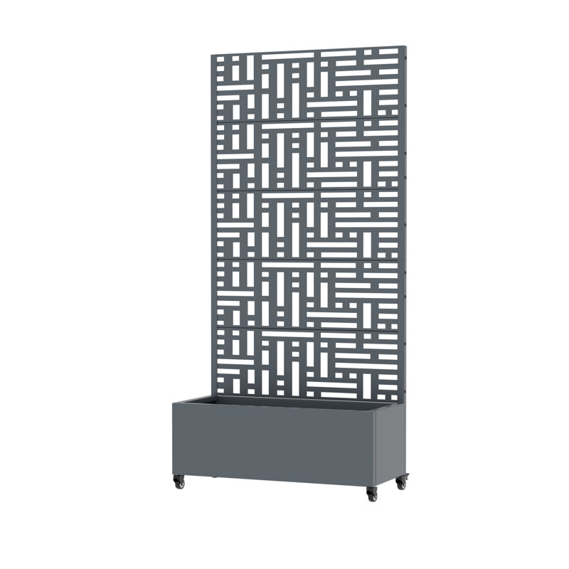 Boîte à fleurs en métal avec treillis Abraham, Blanc, H 72 po x l 35 po x P 16 po