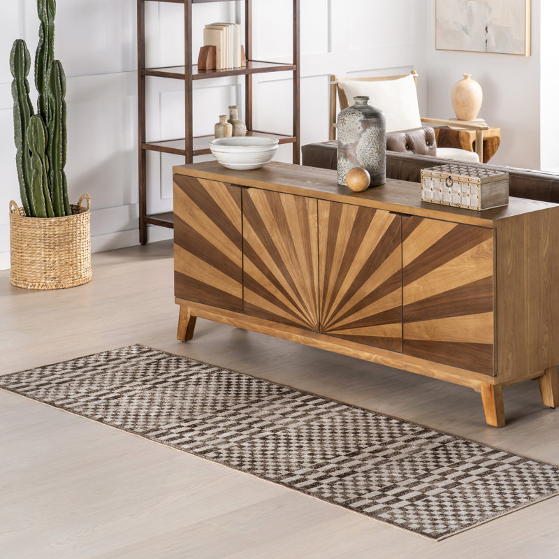 Nikita SpinClean Faded Geometric Machine Washable Area Rug, Runner 2'8" x 8'