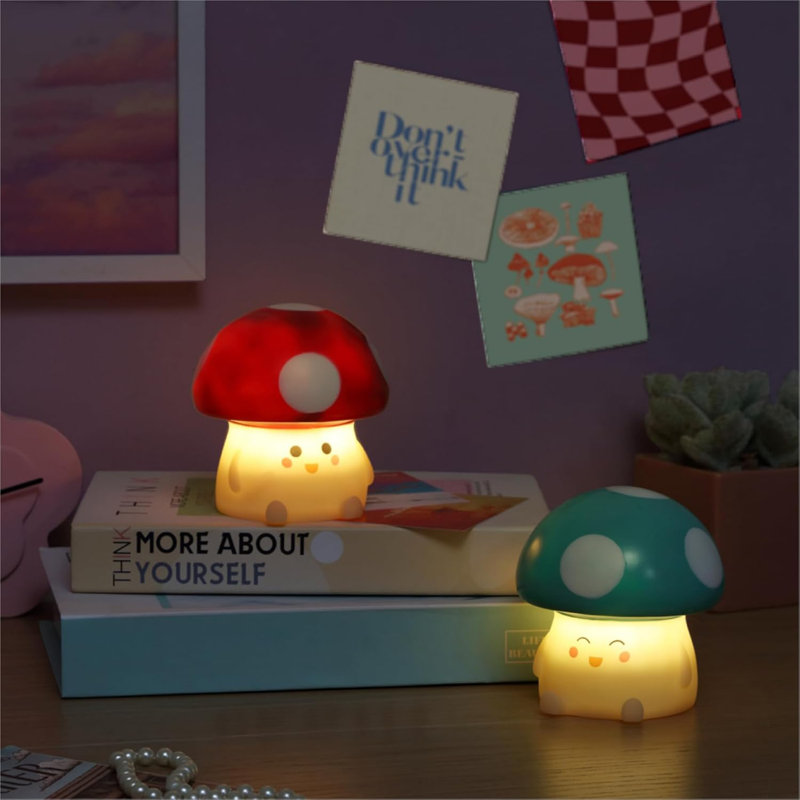  Lampe d'humeur Figural Squish, paquet de 2 avec champignon rouge et bleu