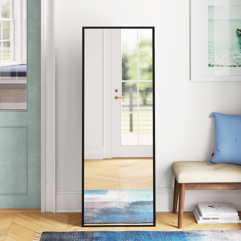Covertt Metal Flat Floor Mirror, Black