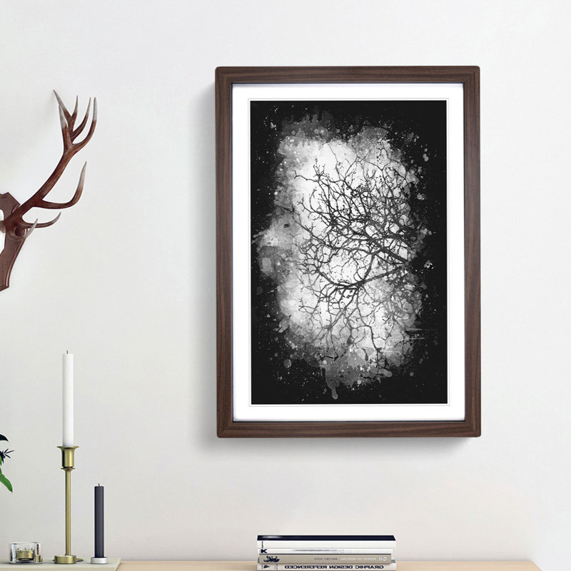 'Bare Tree' - Picture Frame Graphic Art Print, Walnut Framed, 45cm H x 33cm W x 2cm D