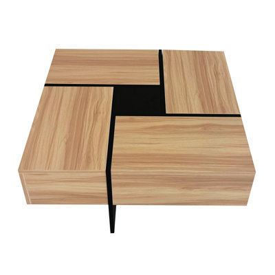 Unique Design Coffee Table With 4 Hidden Storage Compartments, Square Cocktail Table With Extendable Sliding Tabletop, UV High-Gloss Design Center Tab by Ivy Bronx