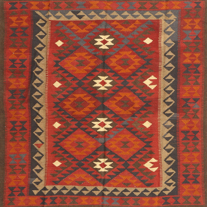 Tapis noir / orange / beige Lanford Southwestern, Carré 4 pi