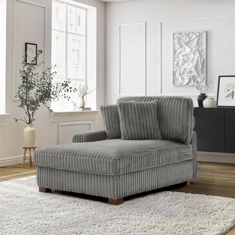 Upholstered Chaise Lounge, Light Grey