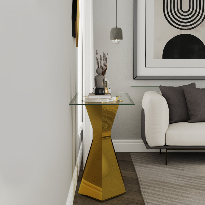 Olmitz 51'' Glass Top Console Table, Gold