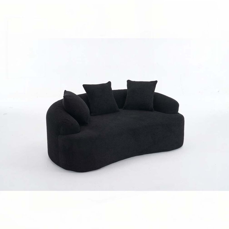 Causeuse courbée en tissu chenille, sans assemblage