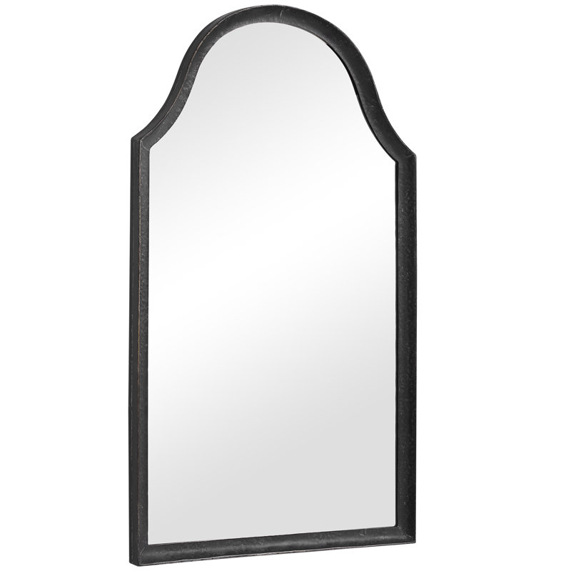 Curved Top Black and Silver Rectangular Wall Mirror