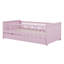 Lit plateforme en bois avec garde-corps et lit gigogne-313039924