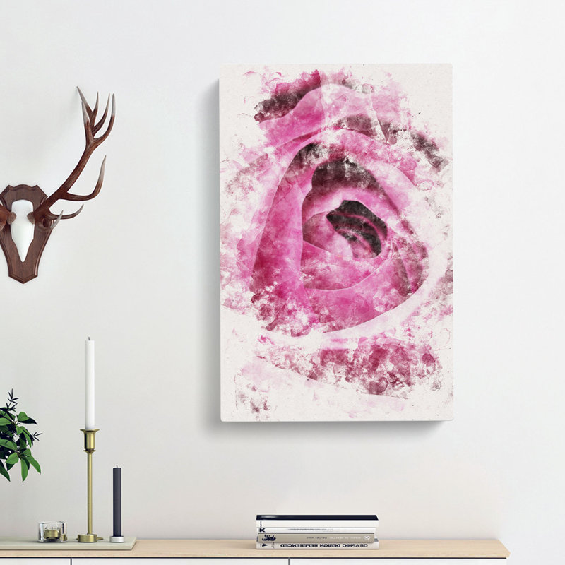 The Heart Of A Pink Rose - Wrapped Canvas Painting, 91cm H x 60cm W x 3cm D