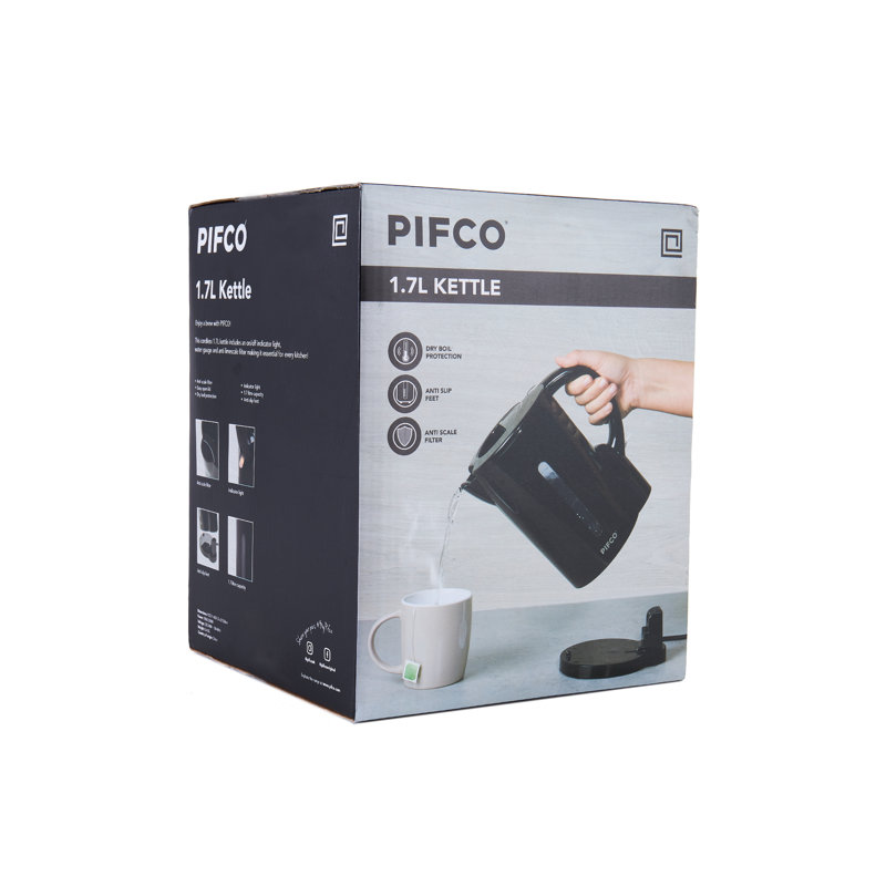 PIFCO Essentials 1.7L Plastic Electric Kettle, Black