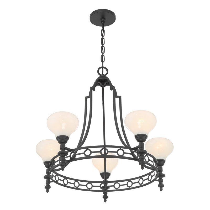 Lustre 5 lumières Hoekstra en noir mat, Noir