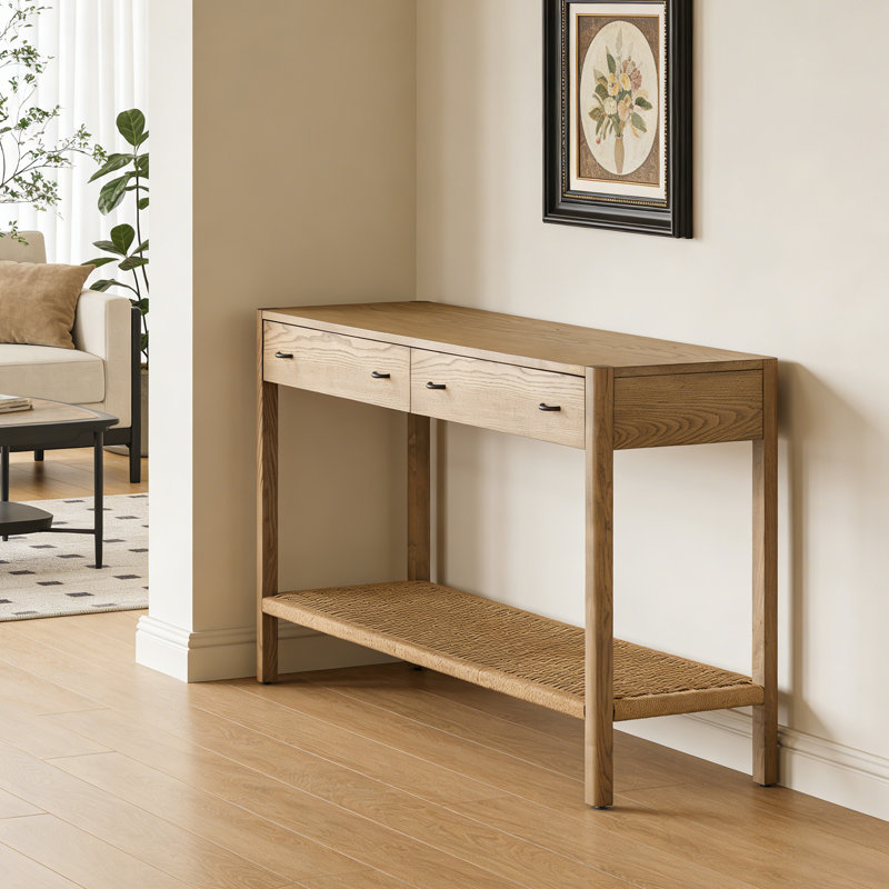 Console simple de style nordique,  H 29,9 po x l 55,1 po x P 15,7 po, Bois naturel