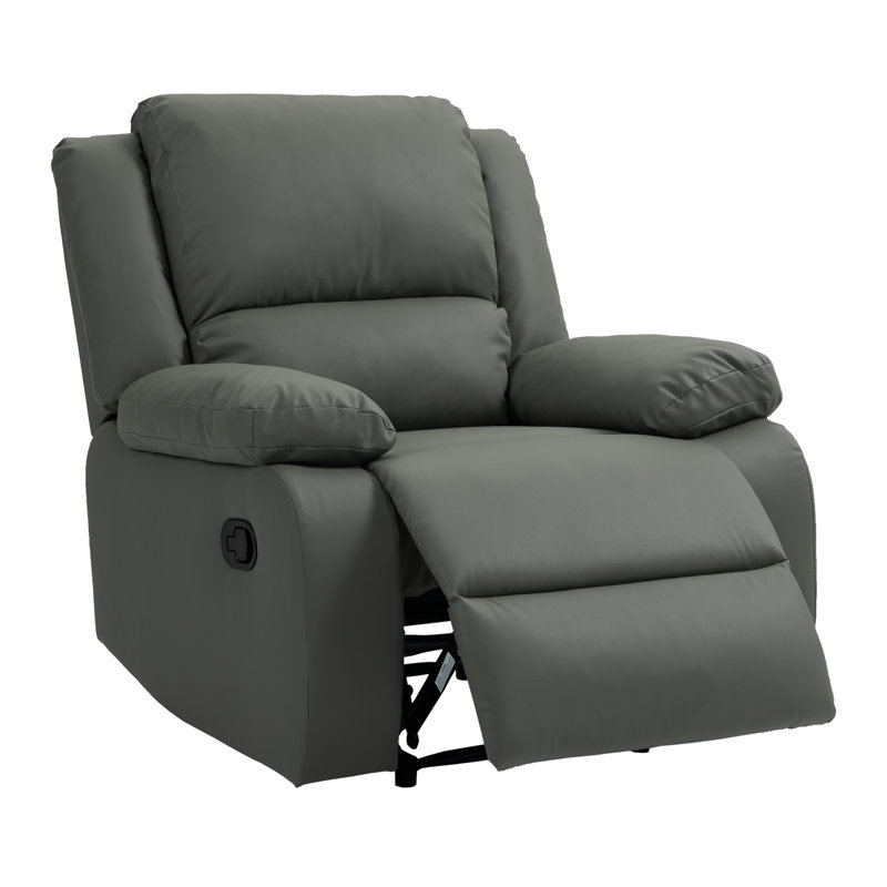 Ameiah 91.9cm Wide Faux Leather Recliner, Light Grey