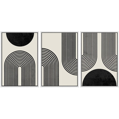 SIGNLEADER Spiral Parabolas & Solid Semi Circle Modern Black Wall Art ...