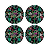 Jewel Box Emeralds Vegan Leather Round Beaded Placemat