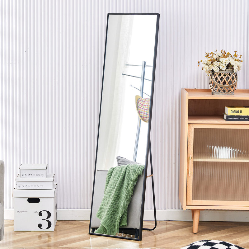 Miroir Quinnisha, Noir, H 48 po x l 13,8 po, Bois massif