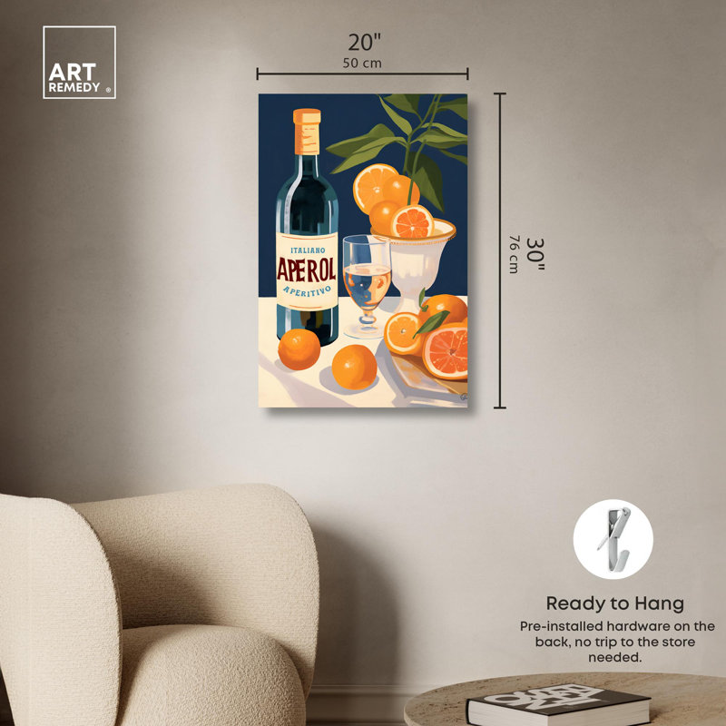 Art mural «Aperol Drink Drinks and Spirits» par Art Remedy, Toile tendue, H 30 po x l 20 po