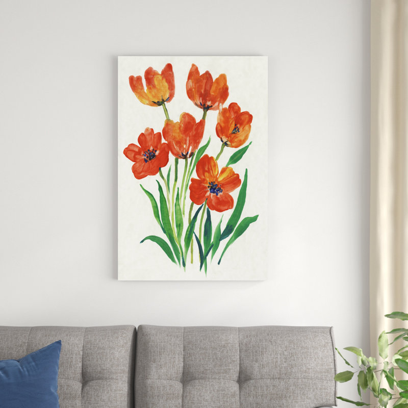 Tulipes rouges en fleurs II, H 36 po x l 24 po x P 1 po