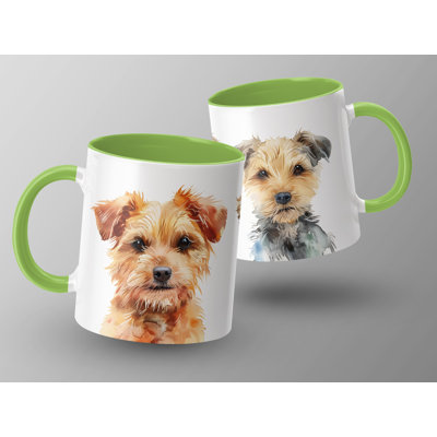Three Terrier Dogs Watercolor Design 11oz Coffee Mug