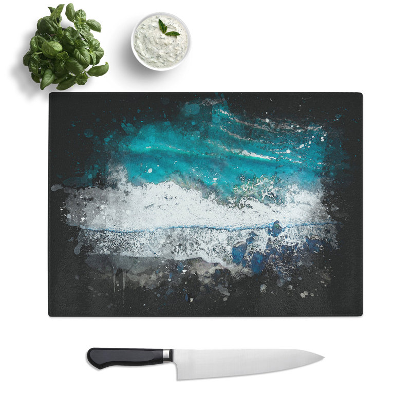 Tempered Glass Stinson Beach in San Francisco Chopping Board, 20 cm x 28.5 cm