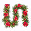 Christmas Wreath & Garland Set – Artificial Pine Needles, Red Flowers, Pinecones & Frosted Sections – Battery Operated – Holiday Decor for Front Door, Mantle – Indoor/Outdoor  9FT