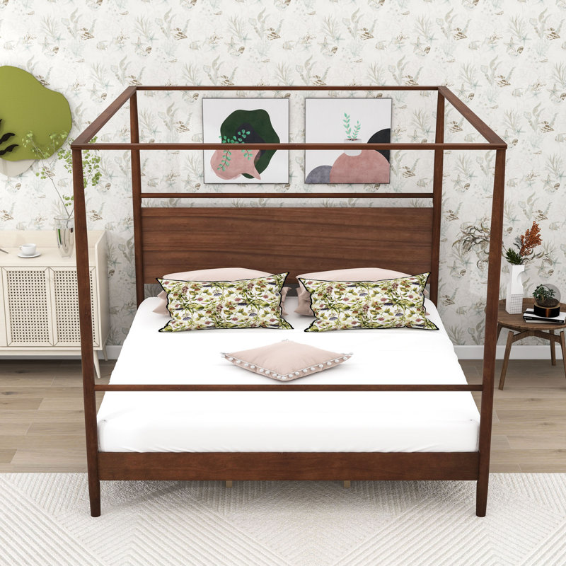 Wood Canopy Bed with Headboard, King