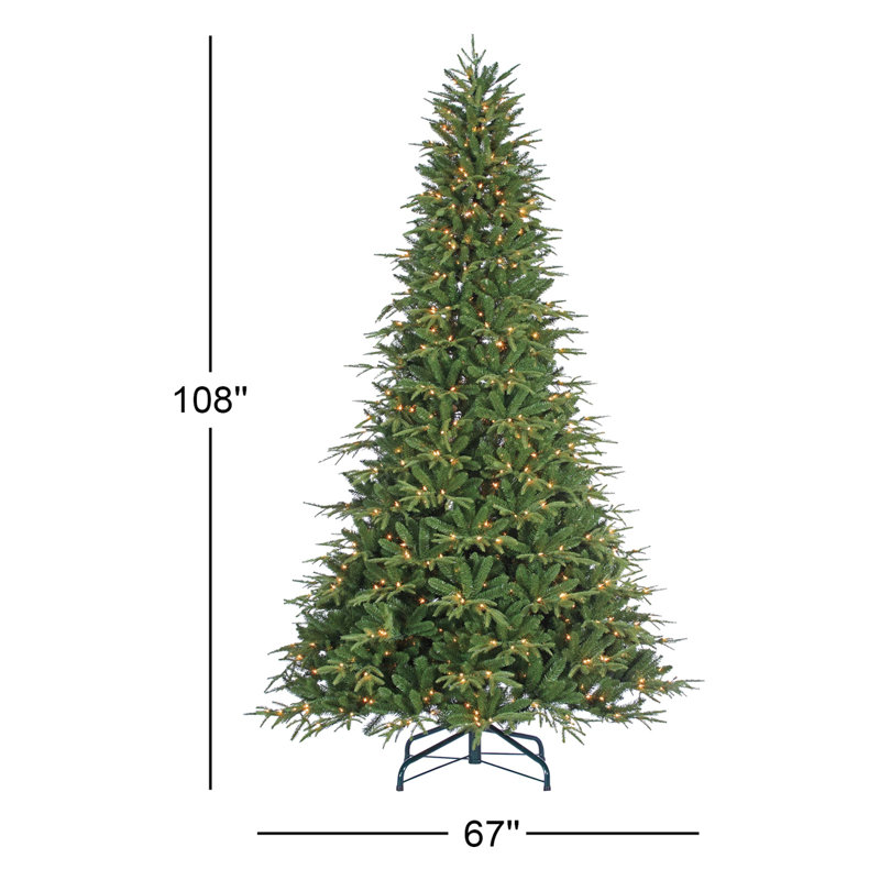 9' Green Fir Artificial Christmas Tree with 1000 Clear Lights, 9' H