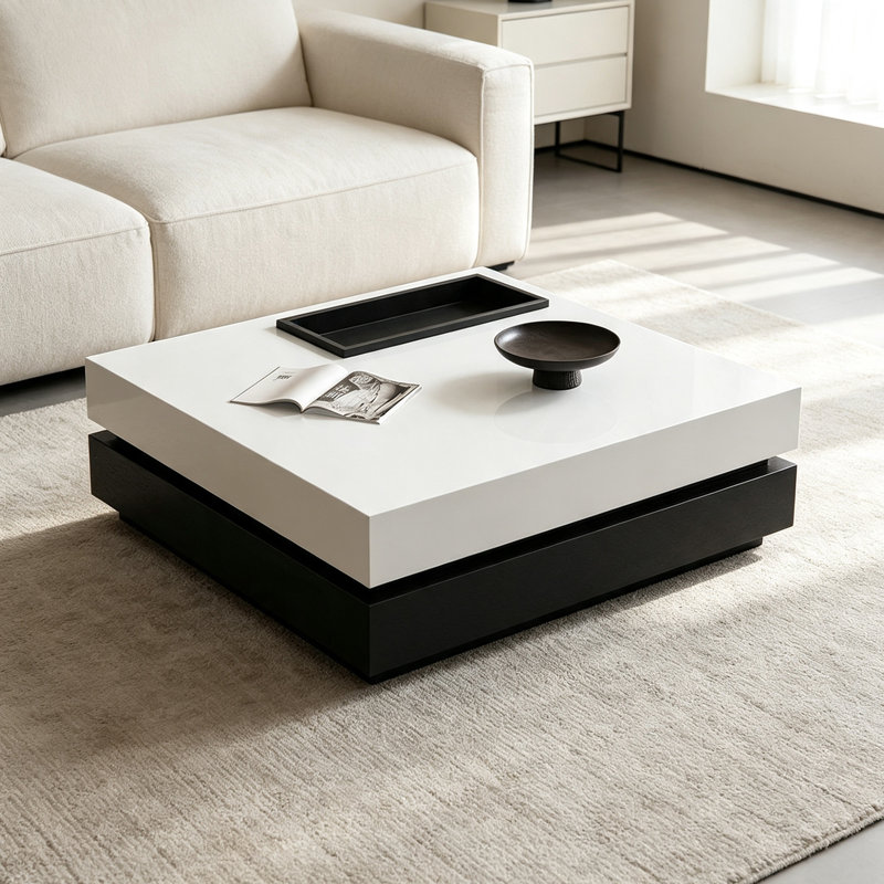 Duppstadt, H 13,77 po x l 31,49 po x P 31,49 po, Blanc, Noir