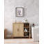 Armoire de rangement Mid-Century moderne avec portes en rotin tissé, tablettes ouvertes et tablettes réglables - parfaite pour le salon et la salle à manger