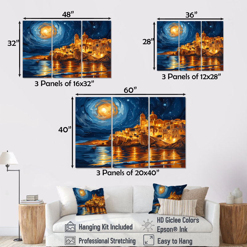 Moonlit, Égypte dans la nuit étoilée, désert, scène II, H 28 po x l 12 po x P 1 po, Toile tendue