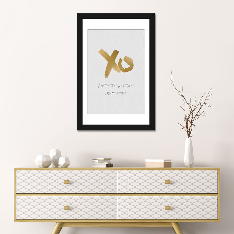 «Love You More», impression sur toile, H 32 po x l 24 po x P 1 po, Papier d'art encadré noir, Blanc