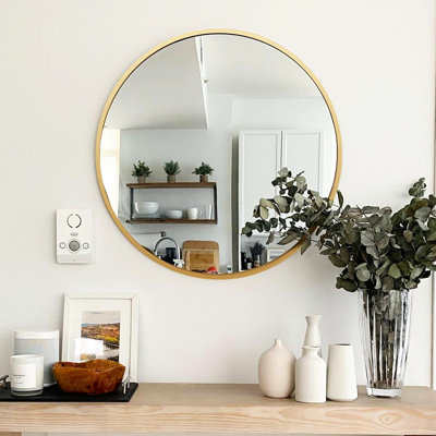 Gold 16-Inch Round Mirror Bathroom - Construction & Elegant Look 16" For