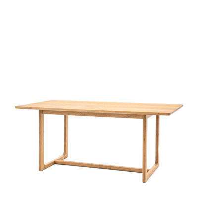 Chatal Rectangular Wood Top Dining Table with Wood Base