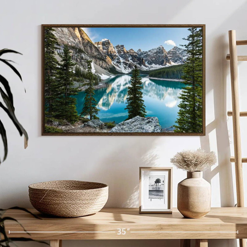 Moraine Lake Reflections, 25 po x 17 po, Cadre flottant en noyer