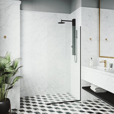 Zenith 34" W x 74" H Fixed Frameless Shower Screen with 3/8" Glass
