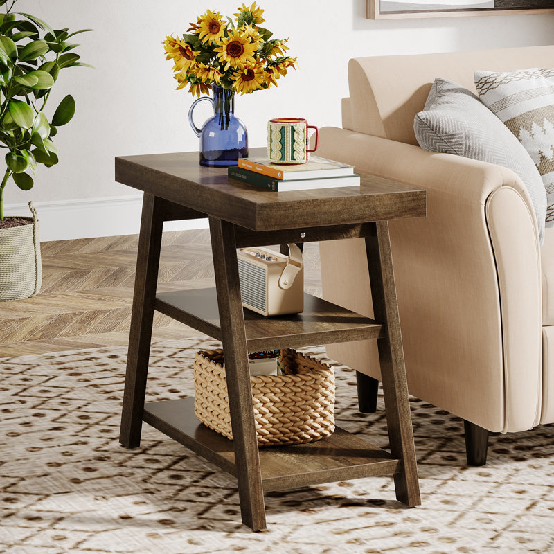 3-Tier Farmhouse End Table Narrow Sofa Side Table