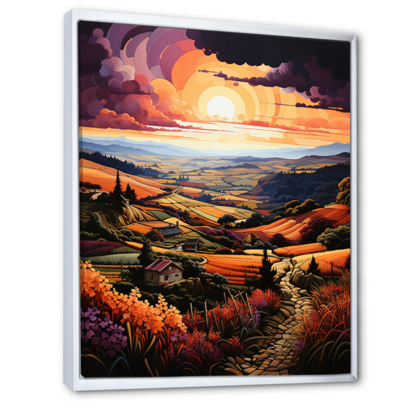 «Italian Dream Pastoral III», reproduction sur toile, Cadre flottant blanc, H 32 po x l 16 po x P 1 po