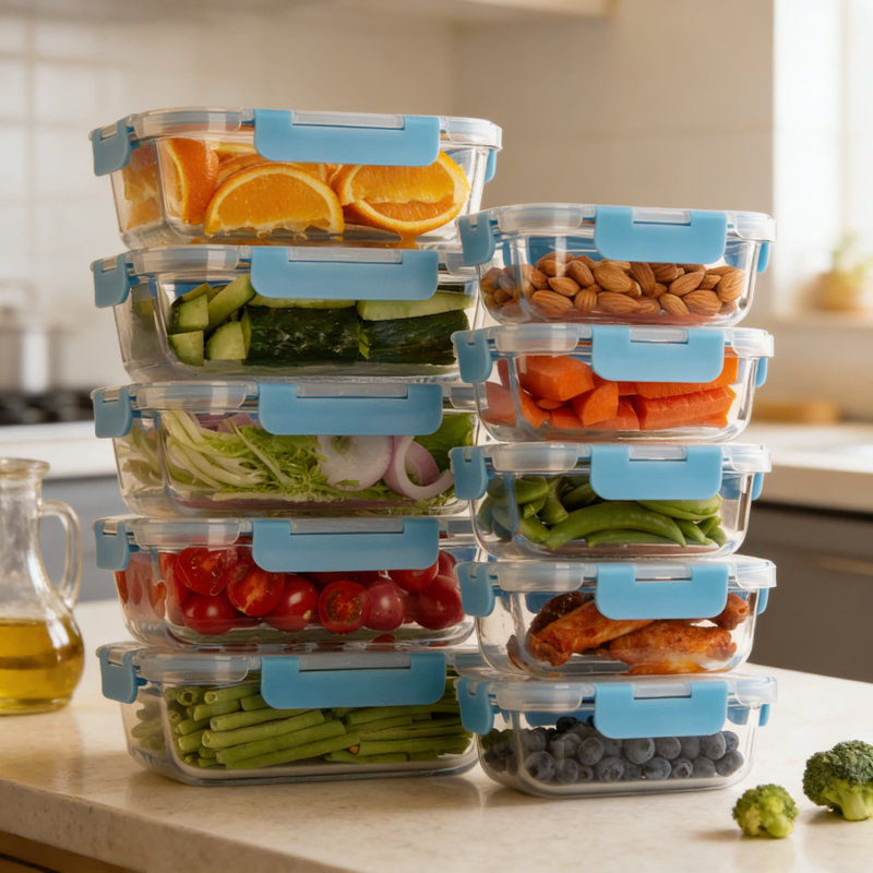 Glass Meal Prep Containers With Lids, 10-Pack Airtight And Leak Proof Borosilicate Glass Food Storage Containers, Oven, Microwave, Dishwasher And Freezer Safe Bento Boxes