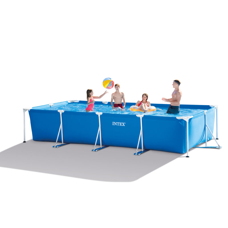 Intex 14ft Blue Rectangular Above Ground Pool with Pump