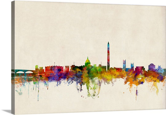 «Washington DC Skyline» par Francy, impression, H 32 po x l 48 po x P 1,5 po, Toile