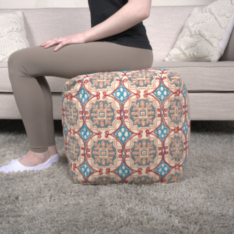 Repose-pieds Rustic Decor, Floral rouge / bleu