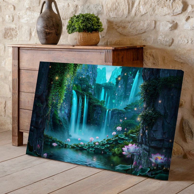 Toile «Mystical Enchanting Scene Représentant A Lush Vibrant Canyon Illuminated» par Soft Light, H 20 po x l 30 po