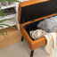 Banc de rangement pour chambre à coucher en cuir brun: 43,3 po x 17,7 po, banc d'espace: l 43,3 po x 17,7 po en cuir avec charnière-1061161359