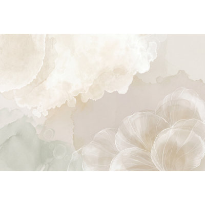 Abstrait aquarelle abstraite, doux, neutre, ligne amovible, art floral, décoration murale