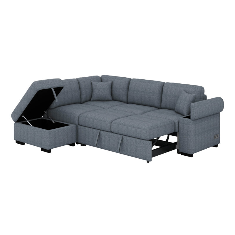 Canapé d'angle modulaire convertible en L, Gris foncé