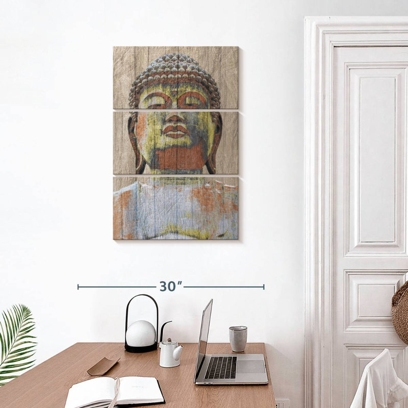 Adella Wooden Painted Buddha, 32" H x 20" W