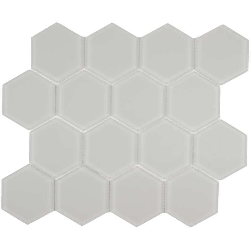 3" Beehive 10.25in.x11.75in. Glass Mosaic Tile, Misty Gray Matte