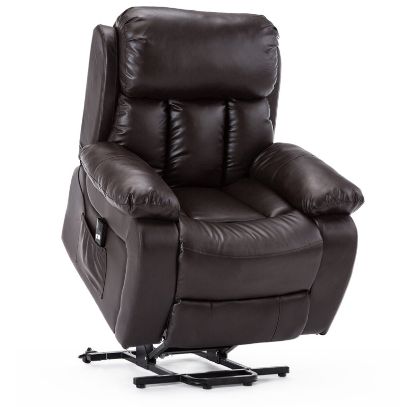 96cm Wide Lift Assist Standard Recliner with Massager, Brown, Single Motor Lift Assist